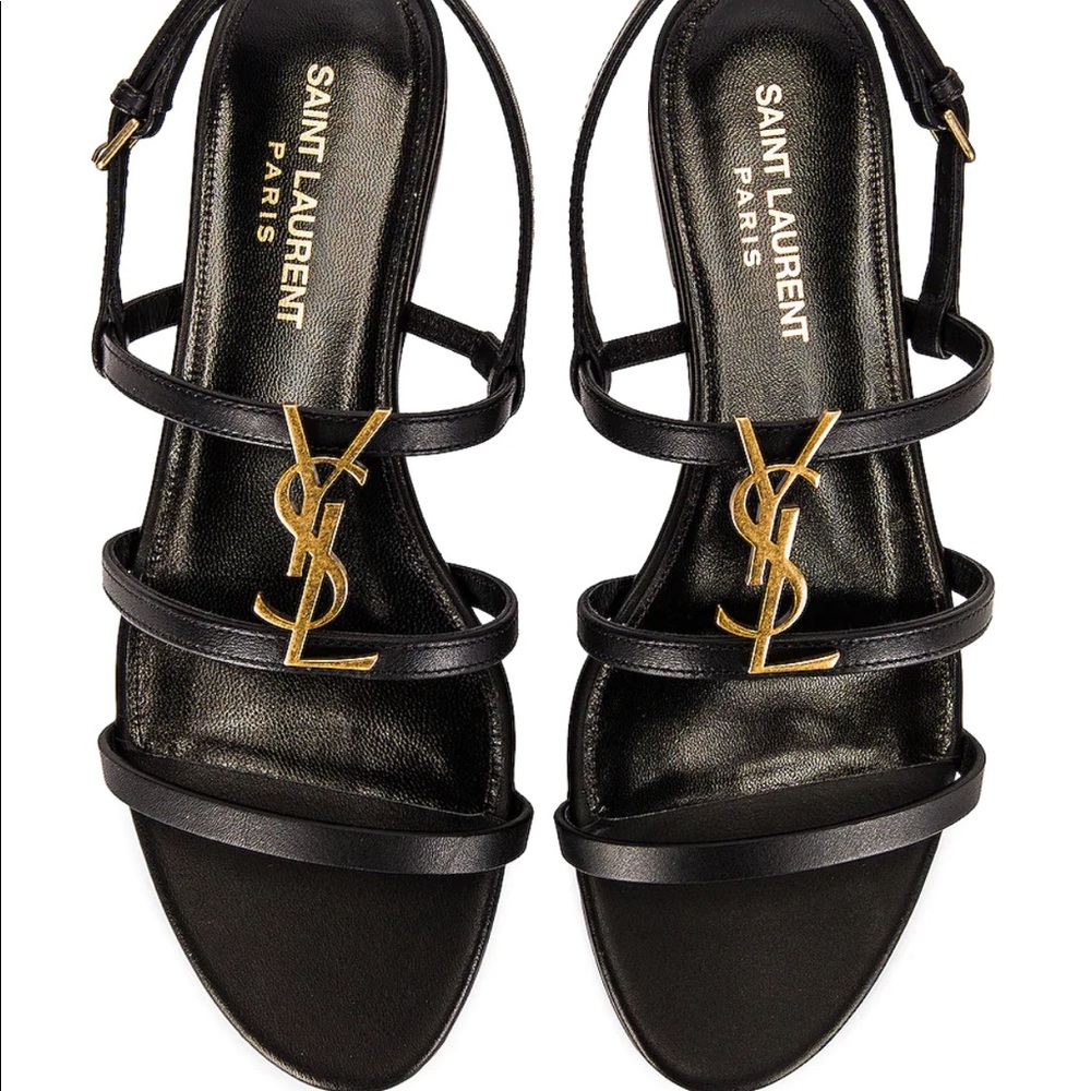 Saint Laurent logo flat sandals